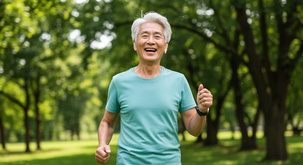 Elderly person enjoying active lifestyle thanks to healthy diet