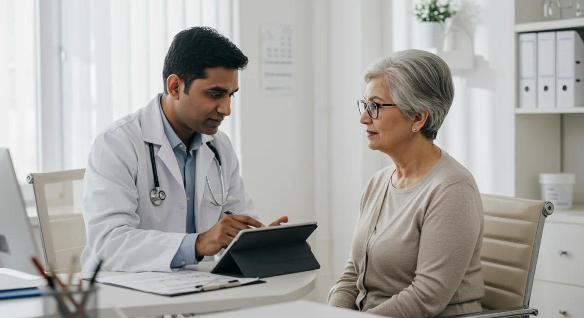 Doctor discussing heart health with senior patient