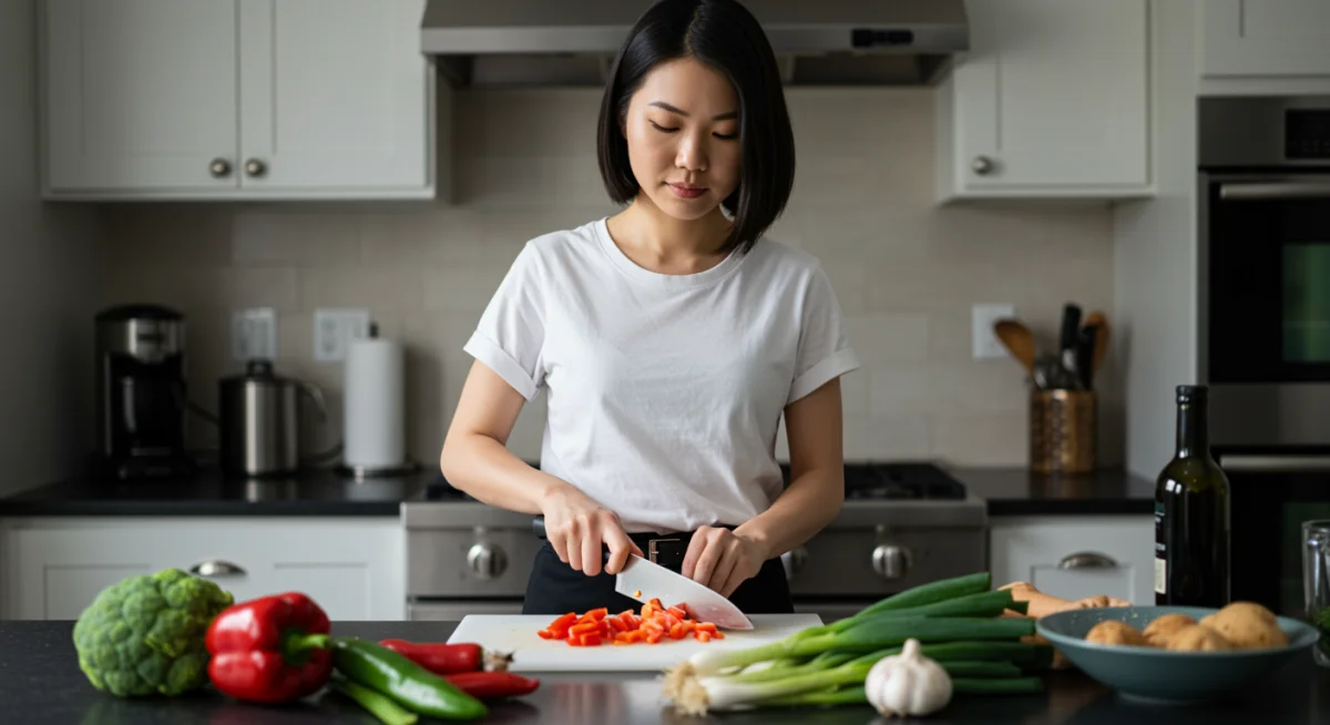 Person chopping vegetables for quick meal prep