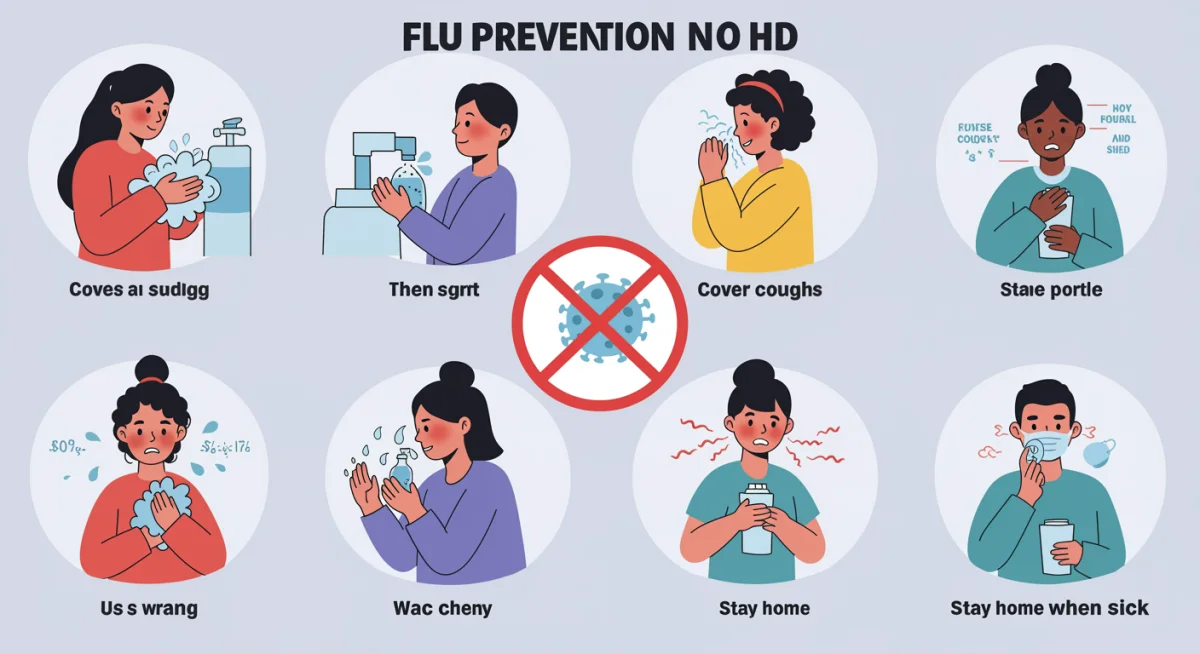 Infographic depicting effective flu prevention strategies