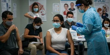 CDC Flu Guidelines 2025: Optimal Health for Americans Diverse individuals receiving flu vaccinations in a clinic