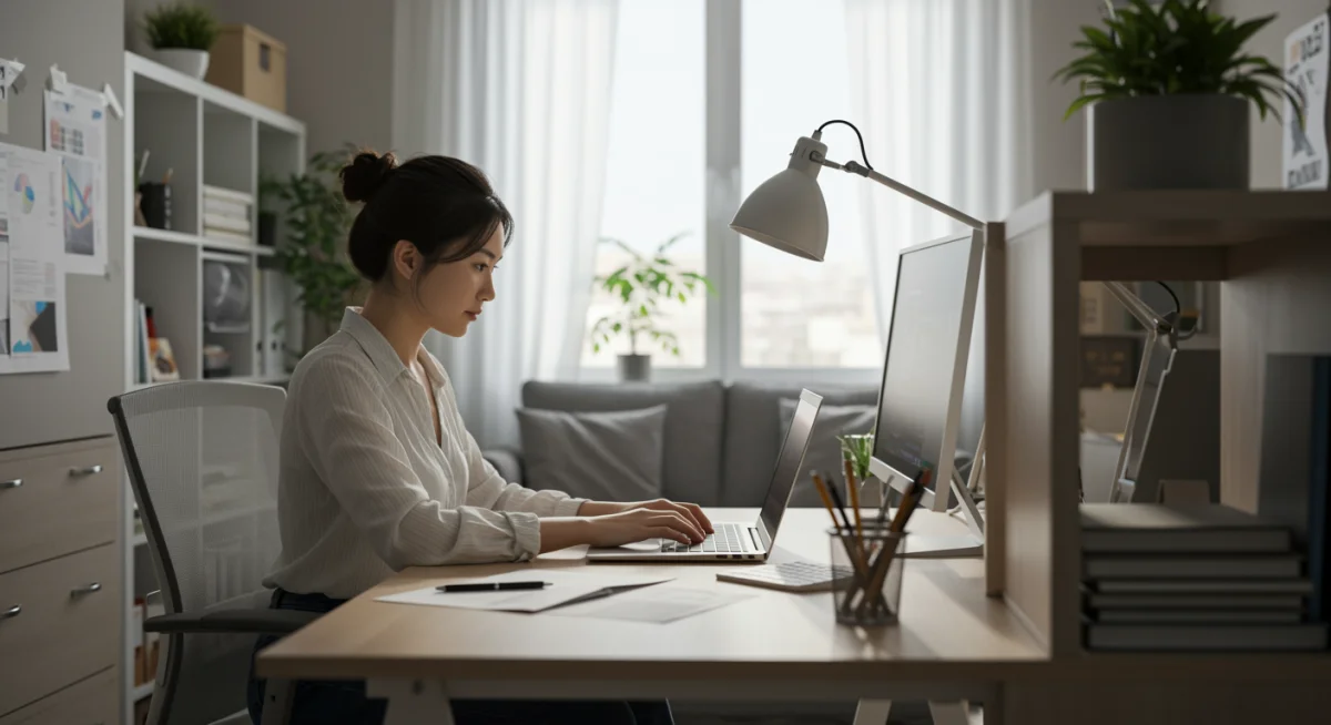 Home office setup demonstrating clear work-life boundaries