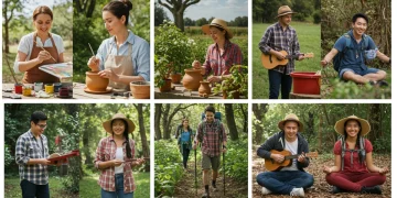 Cultivating Joy: 6 Hobbies to Boost Happiness in 2025 Diverse individuals enjoying various joyful hobbies outdoors