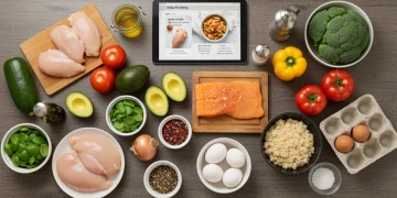 Unlock Peak Performance: 7 High-Protein, Low-Carb Recipes for Busy Professionals in 2025 Overhead view of kitchen counter with high-protein low-carb meal prep ingredients