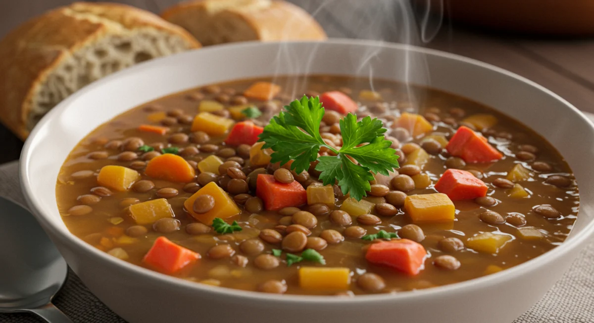 Hearty lentil soup, a budget-friendly healthy meal