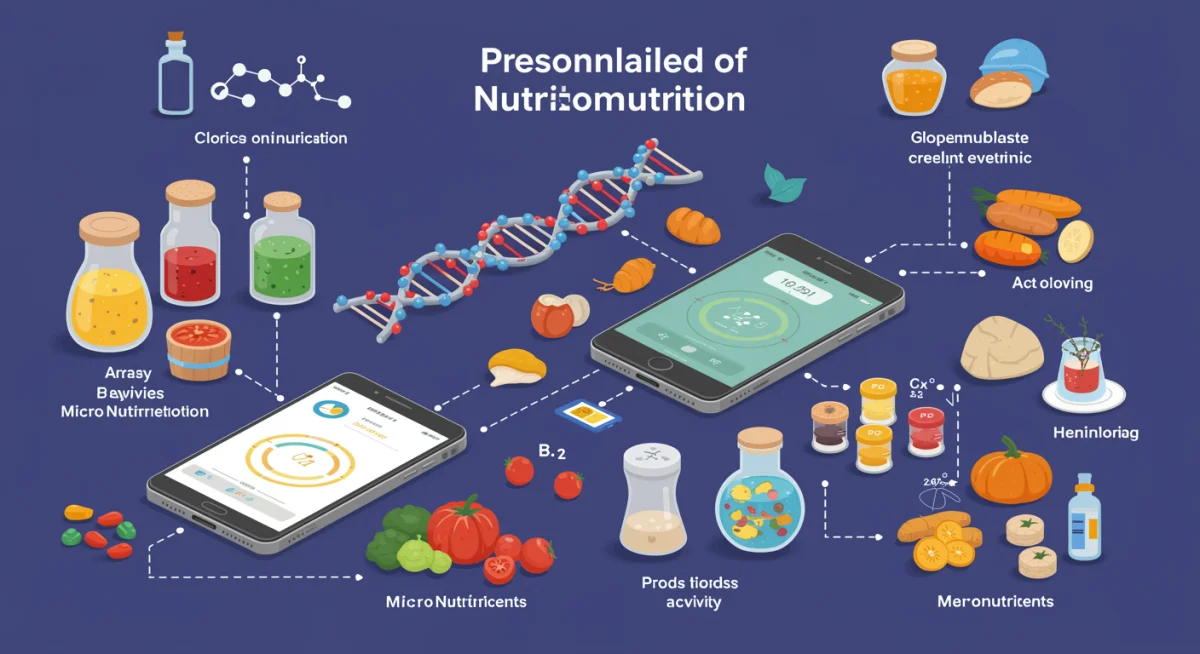 Infographic illustrating personalized nutrition elements and data