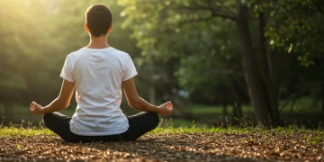 Serene person meditating outdoors, illustrating mindfulness efficacy