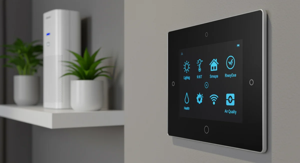 Integrated smart home panel with air quality display and indoor plant