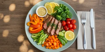 Detox Dinners: 7 Light & Healthy Recipes to Rejuvenate Colorful detox dinner plate with fresh vegetables and lean protein
