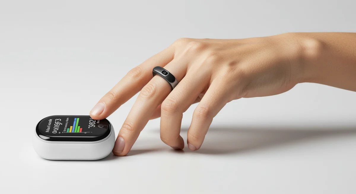 Person checking blood oxygen with smart ring