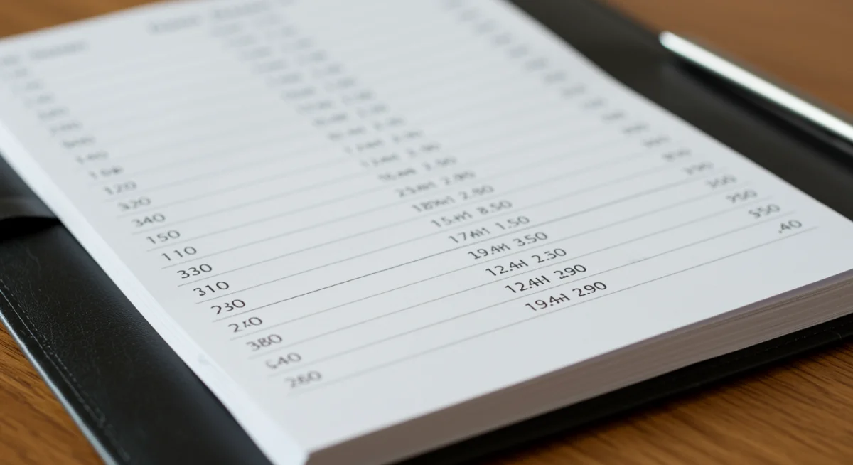Food diary showing structured meal planning for type 2 diabetes.