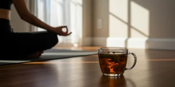 Person meditating in a sunlit room, embodying mindful morning rituals.