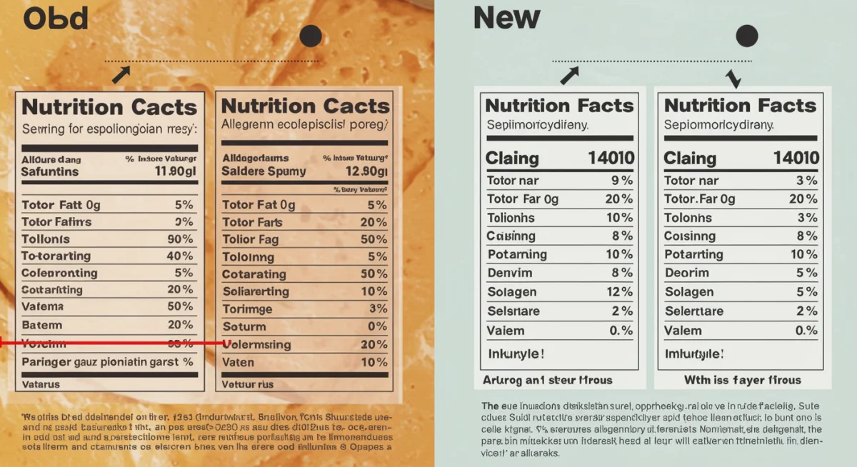 Comparison of old vs. new food labels, highlighting changes in nutrition and allergens.