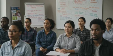 Support group members engaged in a state-funded opioid rehabilitation program.