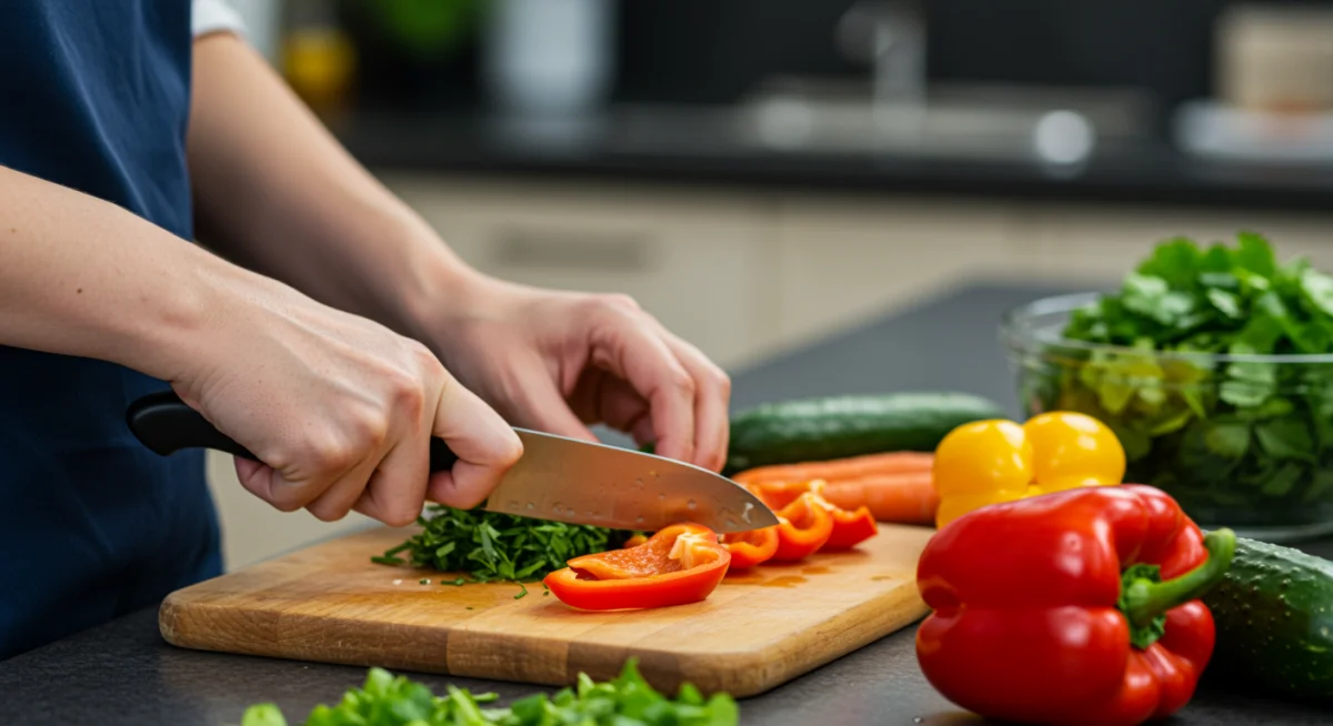 Preparing fresh ingredients for heart-healthy cooking
