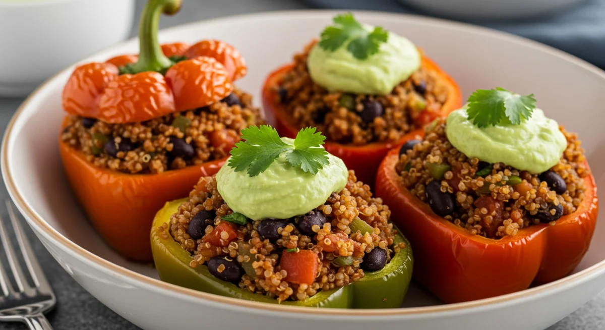 Quinoa and black bean stuffed bell peppers, healthy and affordable