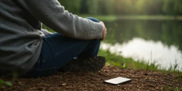 Digital Detox Trends 2025 vs. 2026: What's New & Why 60% of US Adults Participate Serene individual embracing nature, digitally disconnected for well-being