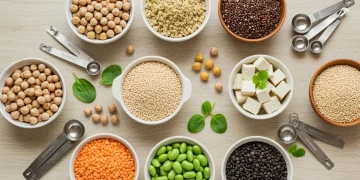 Assortment of top plant-based protein foods for muscle and wellness in 2026