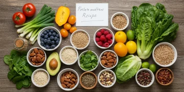 Colorful array of fresh plant-based ingredients for healthy cooking