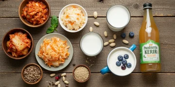 Variety of probiotic-rich foods for gut health meal plan