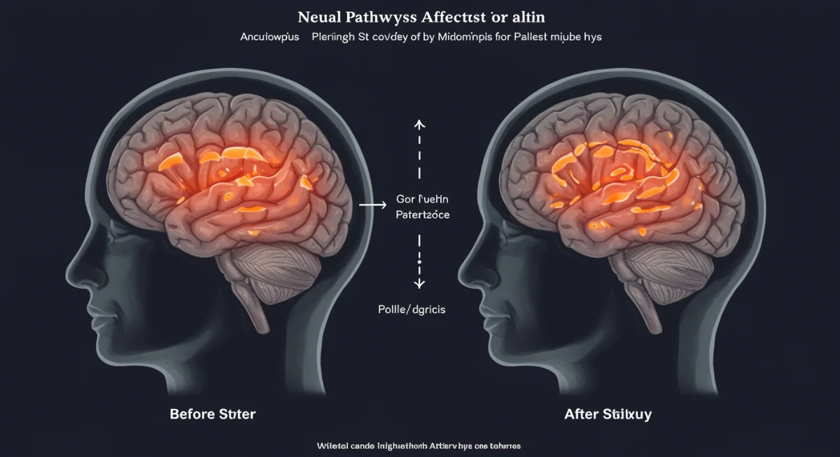 Infographic showing brain activity changes from daily mindfulness practice