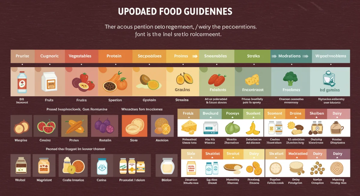 Infographic showing updated USDA food groups and portion sizes